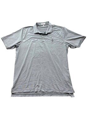 Peter Millar Summer Comfort Mens Sz XXL Striped Polo Shirt Gray Short Sleeve
